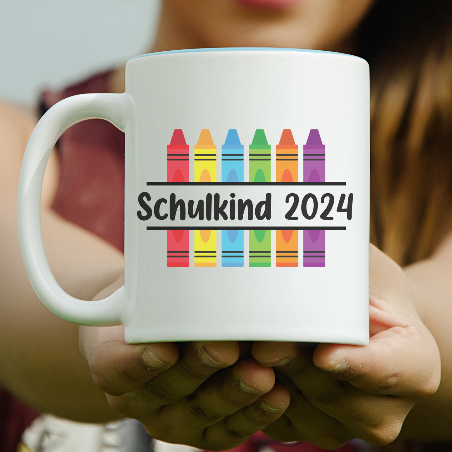 Tasse weiß Einschulung - Tasse Schulkind 2024 - Tasse Crayons für Lehrer und Erzieher- Tasse Schulanfang - Abschiedsgeschenk personalisiert