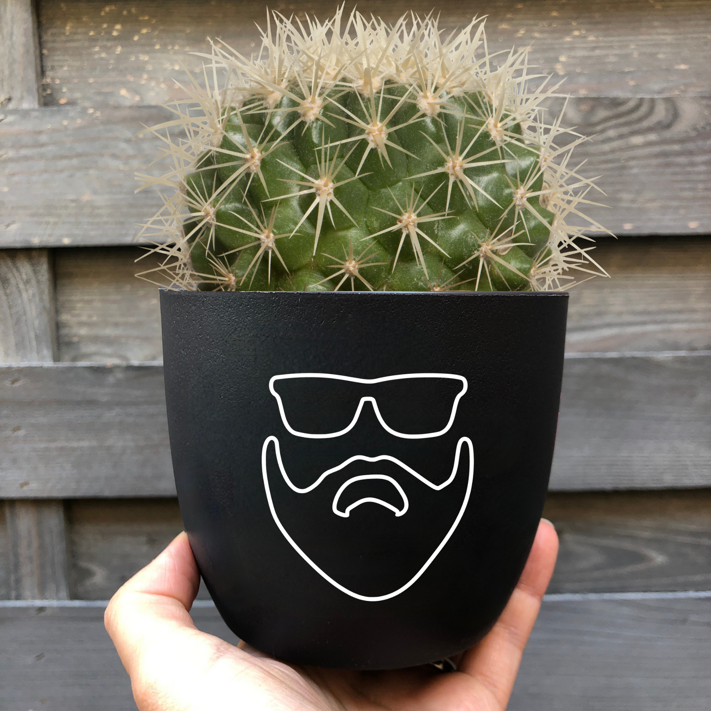 Blumentopf Gesicht Line Art - Geschenk bester Freund - Blumentopf Bart