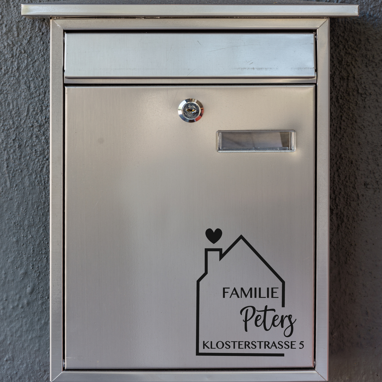 Briefkasten Aufkleber Namensschild Haus mit Herz