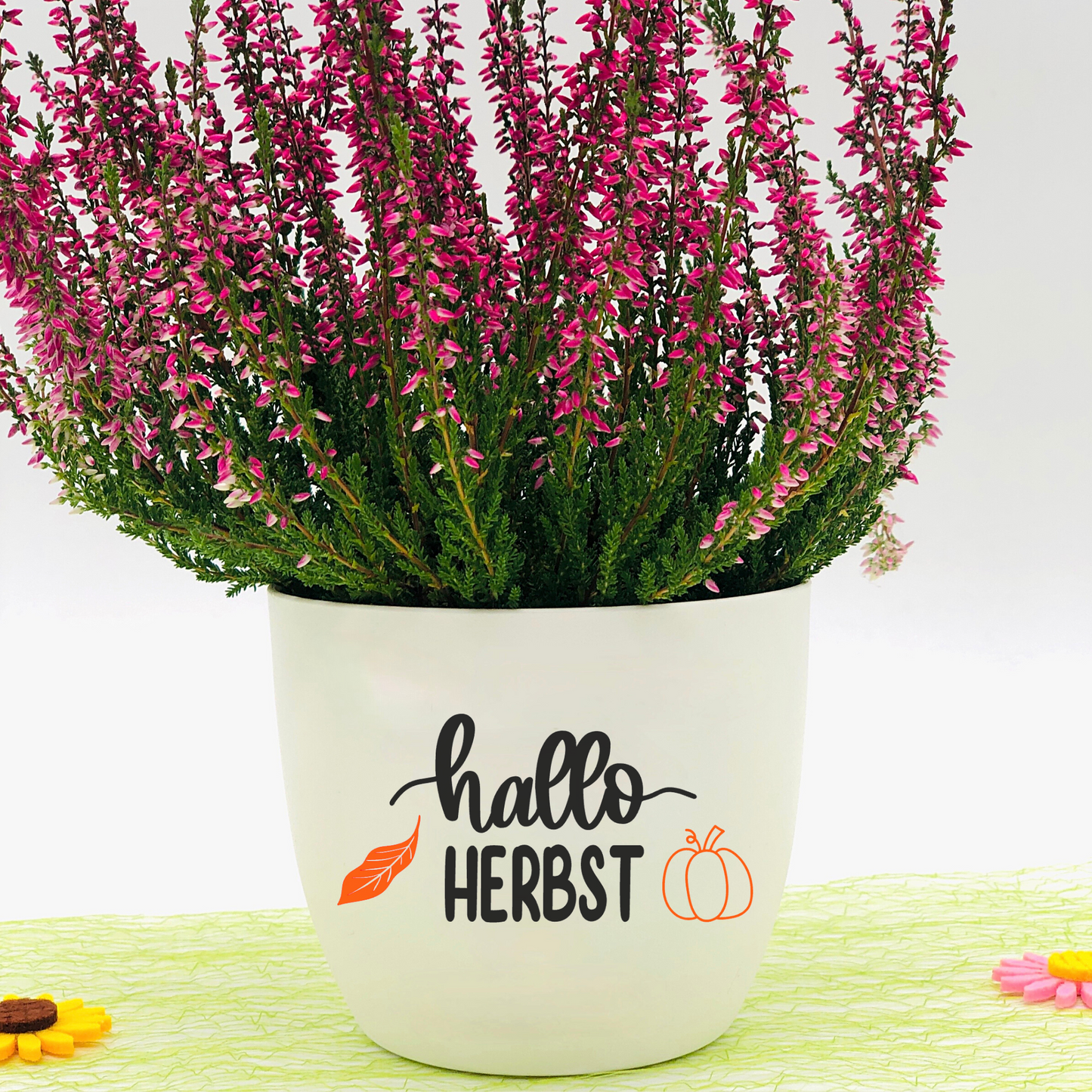 Blumentopf weiß oder schwarz - Blumentopf mit Spruch - Herbstdeko Hallo Herbst - Geschenk Geburtstag - Geschenk für Frauen