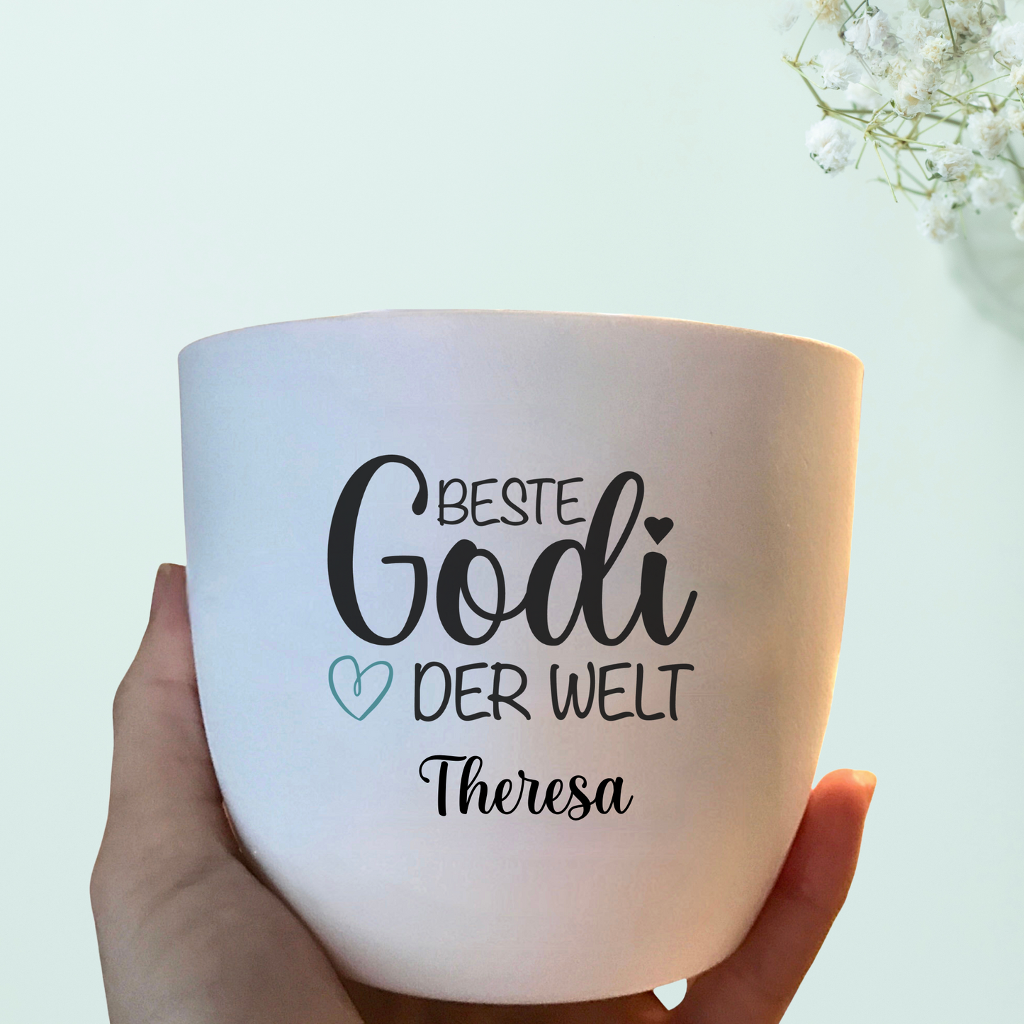 Blumentopf weiß oder schwarz personalisiert - Beste Oma der Welt - Beste Mama der Welt - Geburtstag, Muttertag - Oma, Mama, Godi, Tante, Schwester