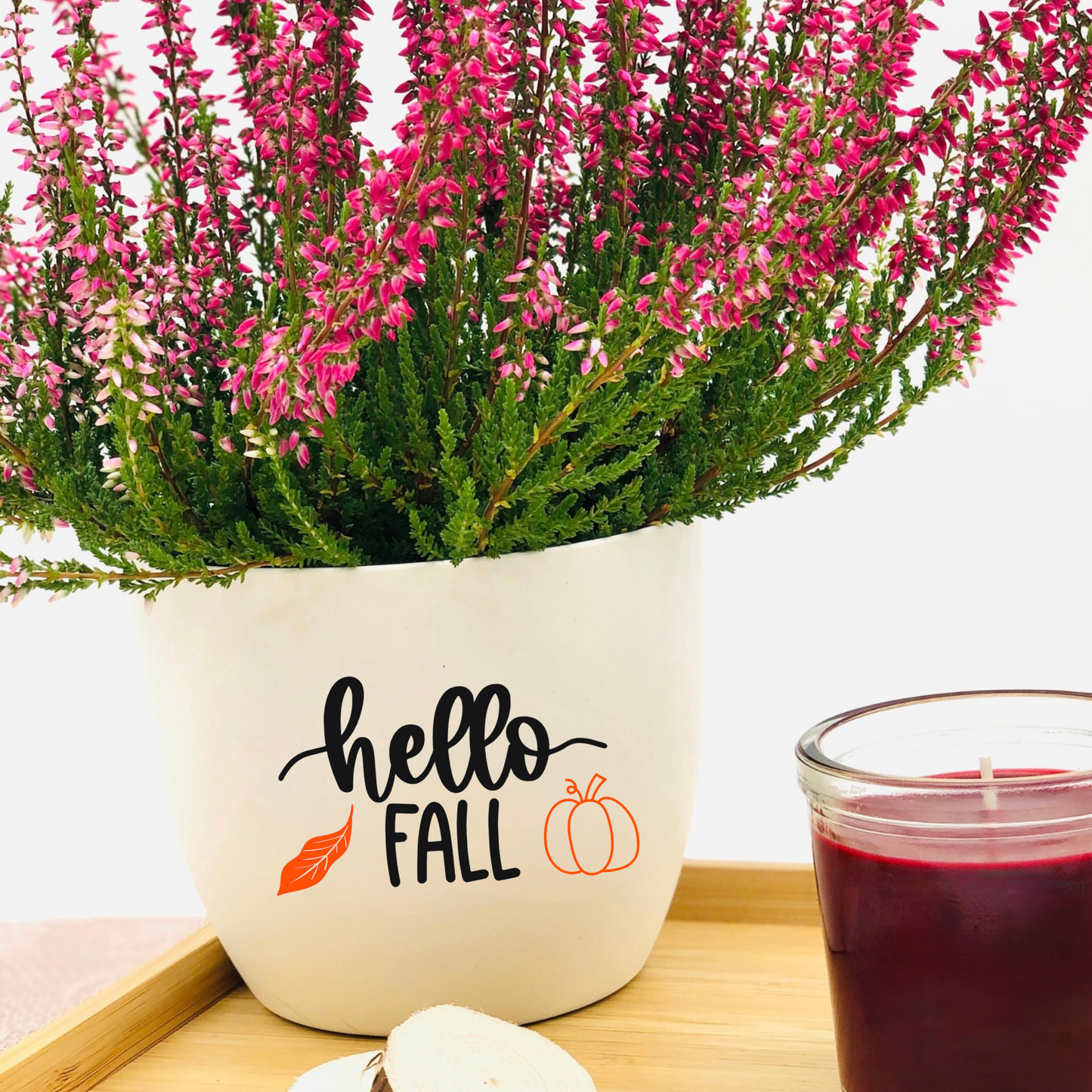 Blumentopf weiß oder schwarz - Blumentopf mit Spruch - Herbstdeko Hallo Herbst - Geschenk Geburtstag - Geschenk für Frauen