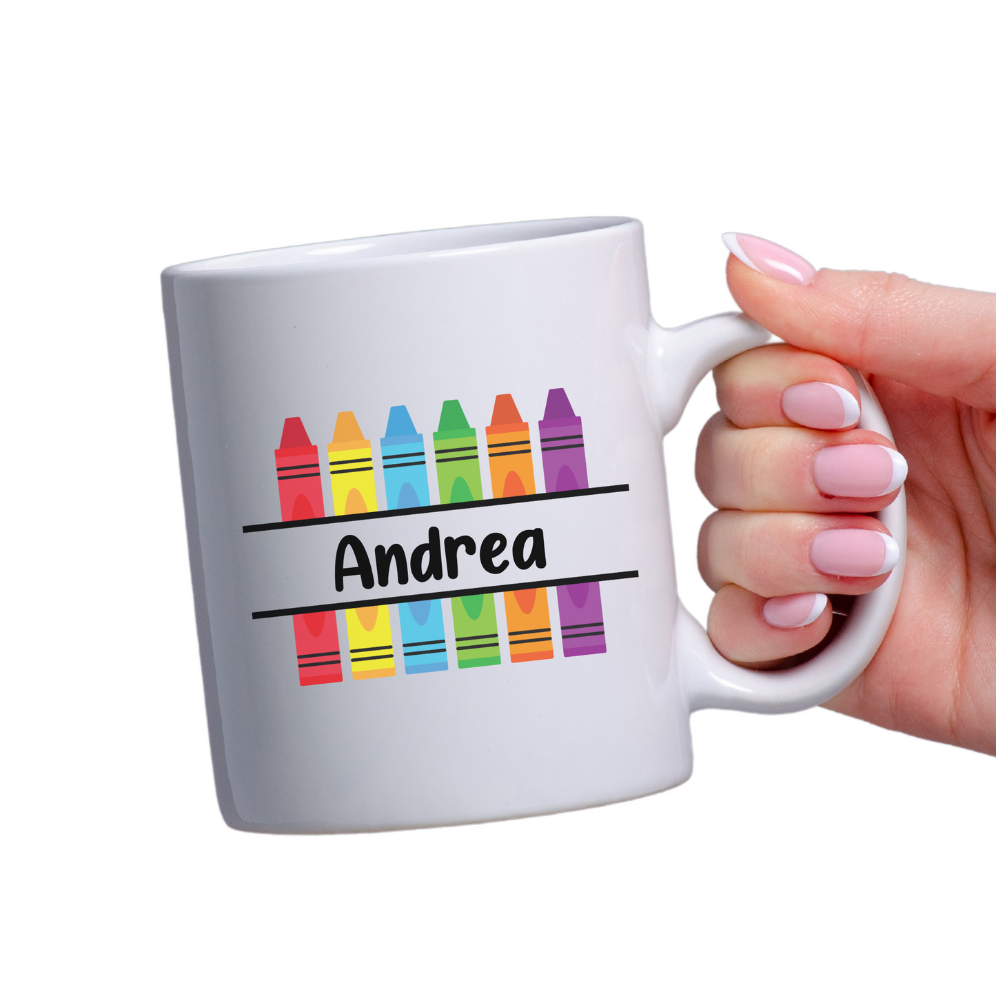 Tasse weiß Einschulung - Tasse Schulkind 2024 - Tasse Crayons Lehrer und Erzieher- Tasse Schulanfang - Abschiedsgeschenk personalisiert