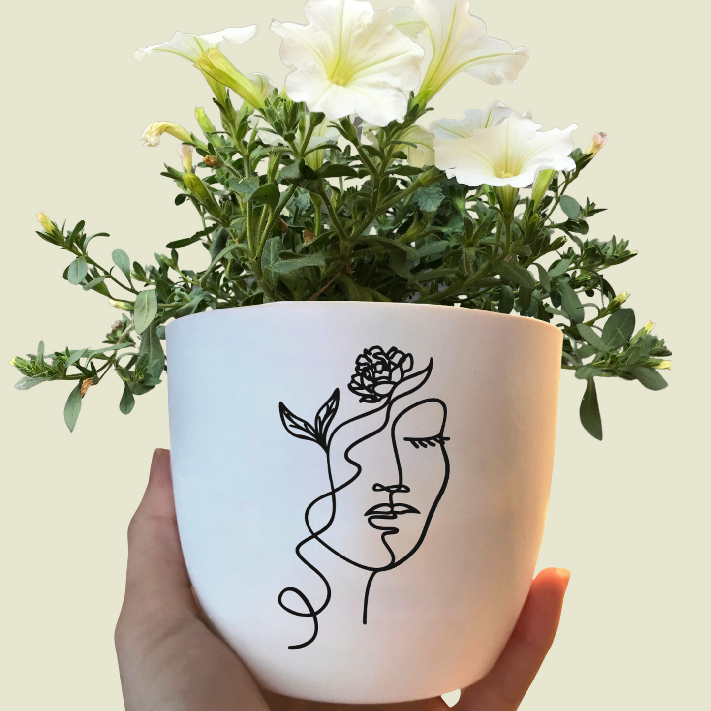 Blumentopf Gesicht Line Art - Geschenk beste Freundin oder Mama