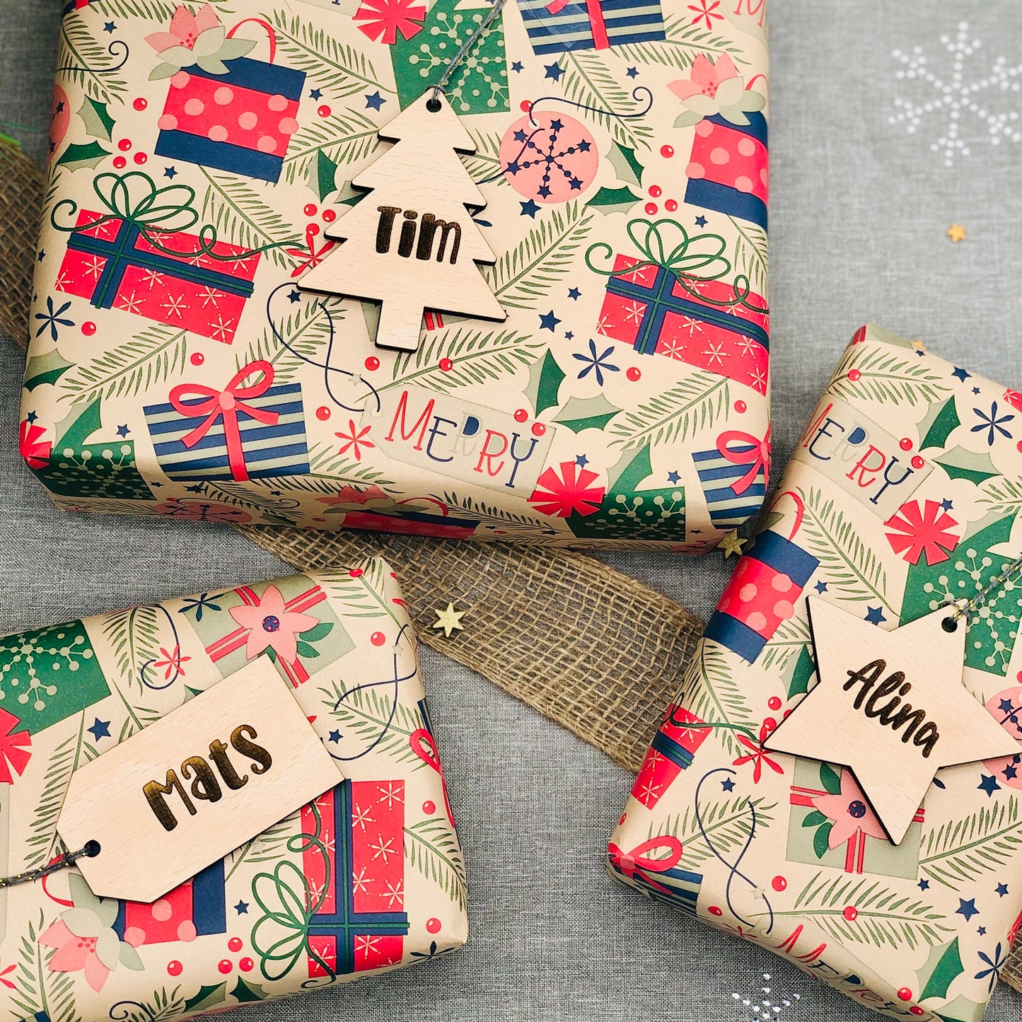 Geschenkanhänger Weihnachten Holz