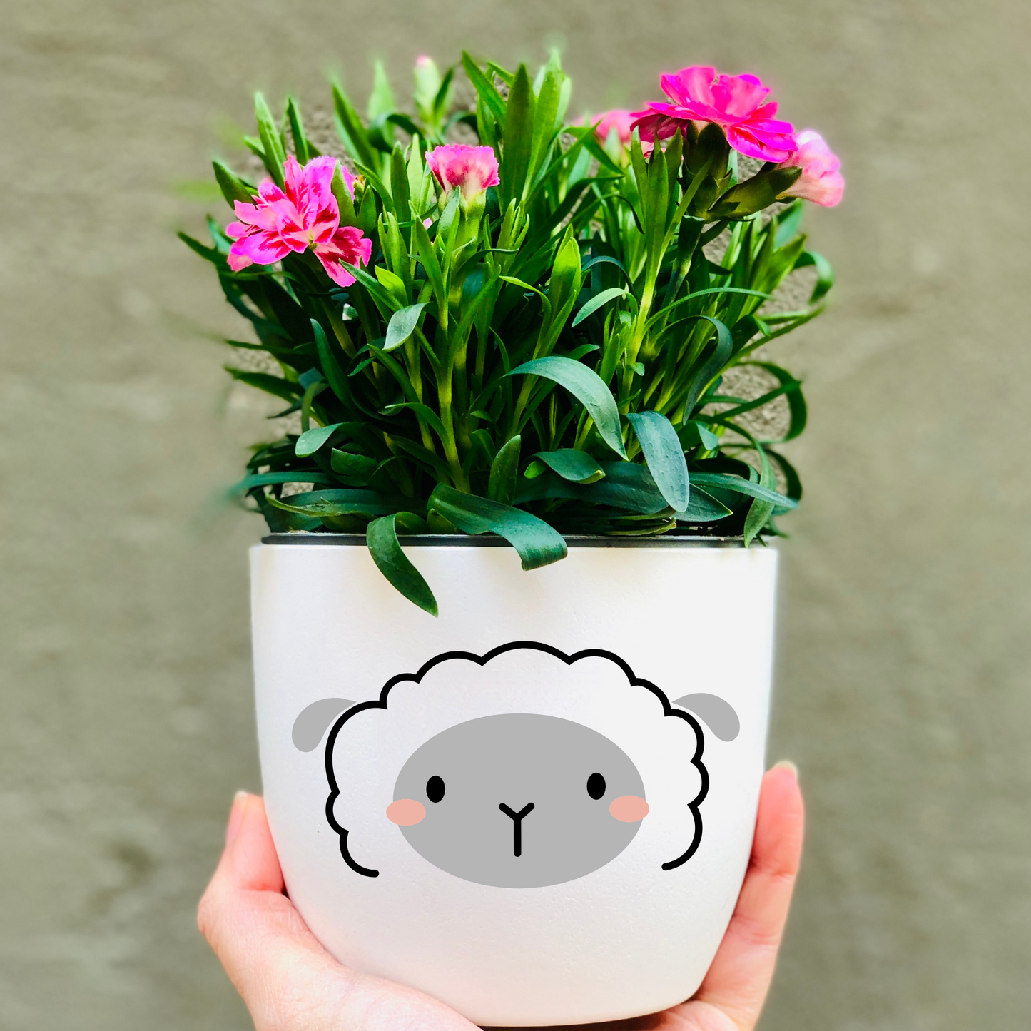 Blumentopf süßes Tiergesicht - Geschenkidee Kind - Übertopf Tier Gesicht - fröhlicher Pflanztopf Kinderzimmer - Deko Kind personalisiert