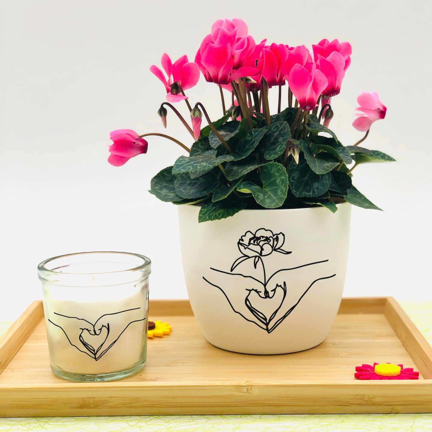 Blumentopf Line Art - weiß oder schwarz - Faceline Aufkleber - Geschenkidee Blumentopf - Geschenk Blumentopf Geburtstag - beste Freundin - Muttertag