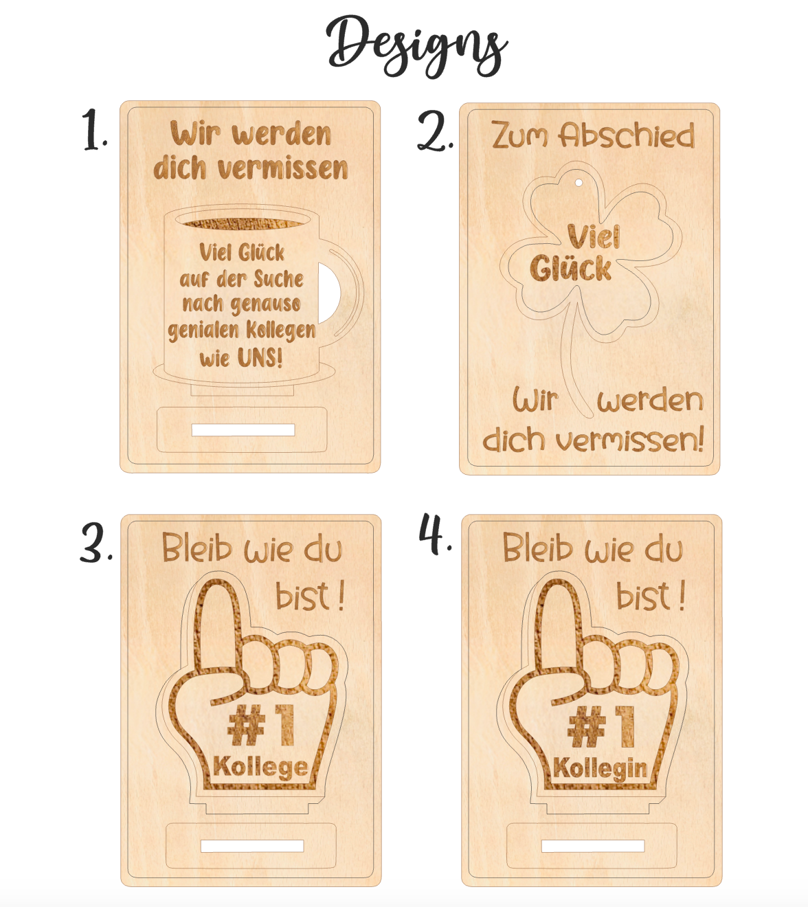 Abschiedsgeschenk Kollege / Kollegin - Grußkarte aus Holz 3D - Geschenk klein nachhaltig - Lieblingskollege - Mitarbeiter - Arbeitskollege