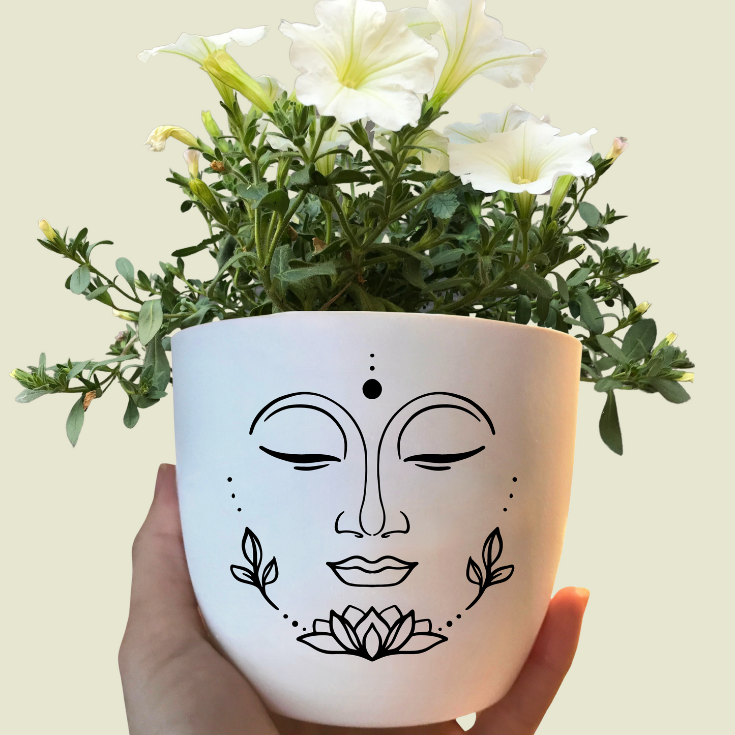 Blumentopf Line Art - weiß oder schwarz - Faceline Aufkleber - Geschenkidee Blumentopf - Geschenk Blumentopf Geburtstag - beste Freundin - Muttertag