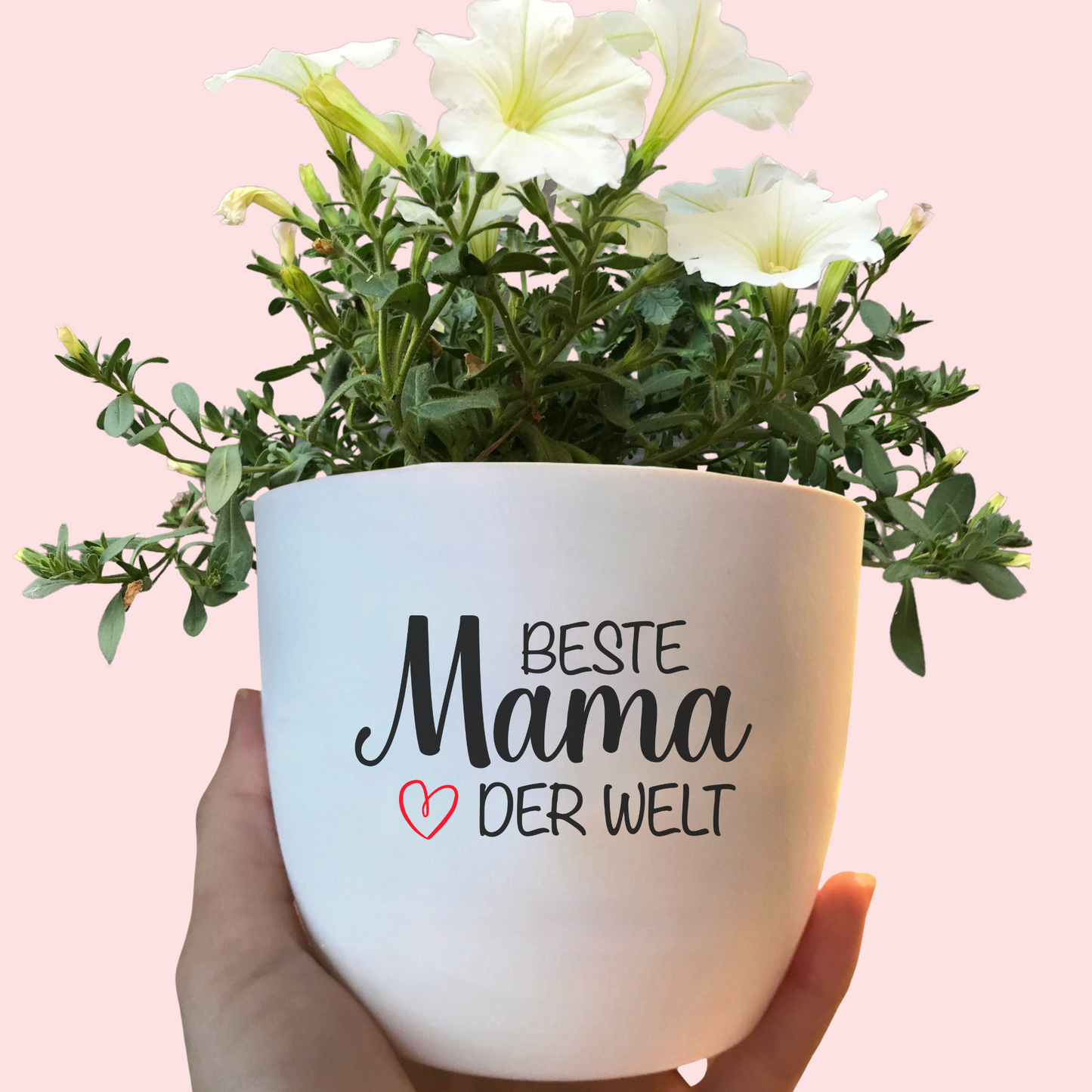 Blumentopf weiß oder schwarz personalisiert - Beste Oma der Welt - Beste Mama der Welt - Geburtstag, Muttertag - Oma, Mama, Godi, Tante, Schwester