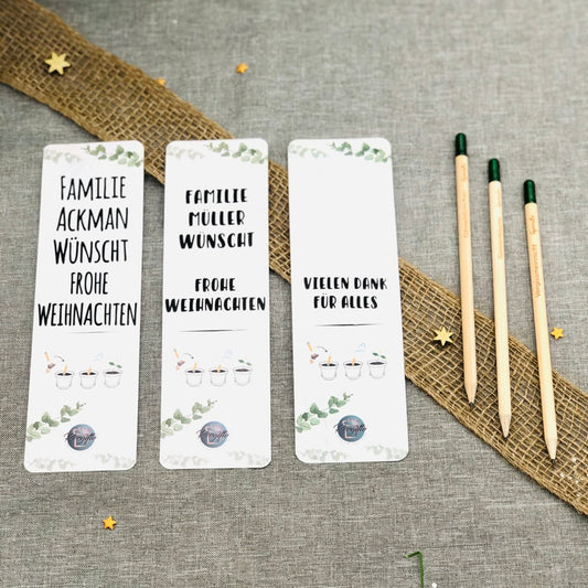 Nachhaltiges Weihnachtsgeschenk - Bleistift zum Einpflanzen - Holzstift mit personalisierter Karte - Bleistift mit Blumensamen