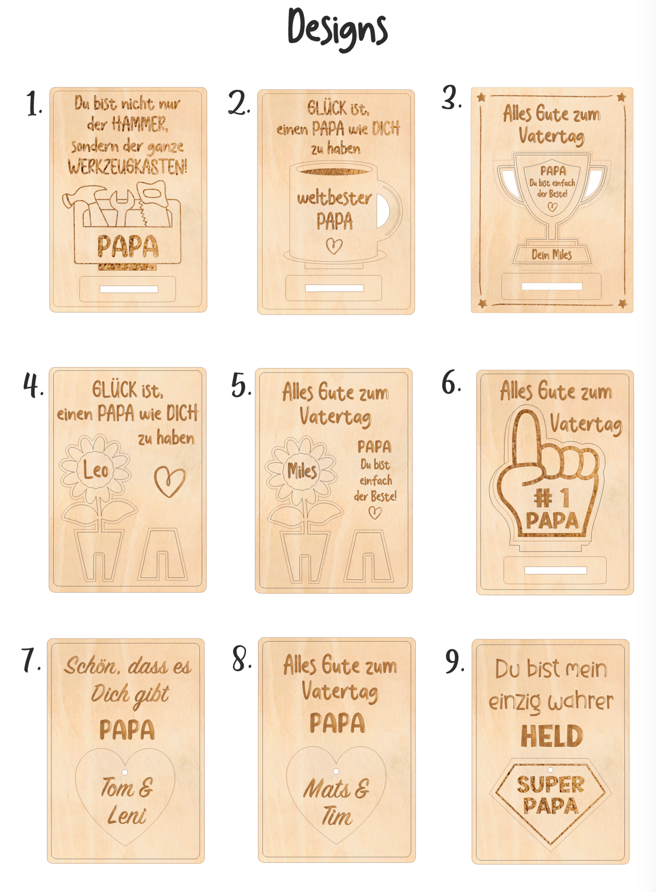 Geschenk zum Vatertag - Grußkarte aus Holz