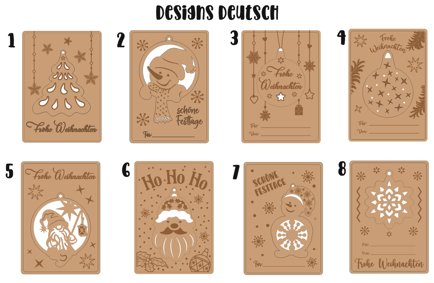 Weihnachtspost Grußkarte Holz - Grußkarte Weihnachten mit Ornament aus Holz - kleines Weihnachtsgeschenk - Weihnachtsgrüße Holz - personalisiert