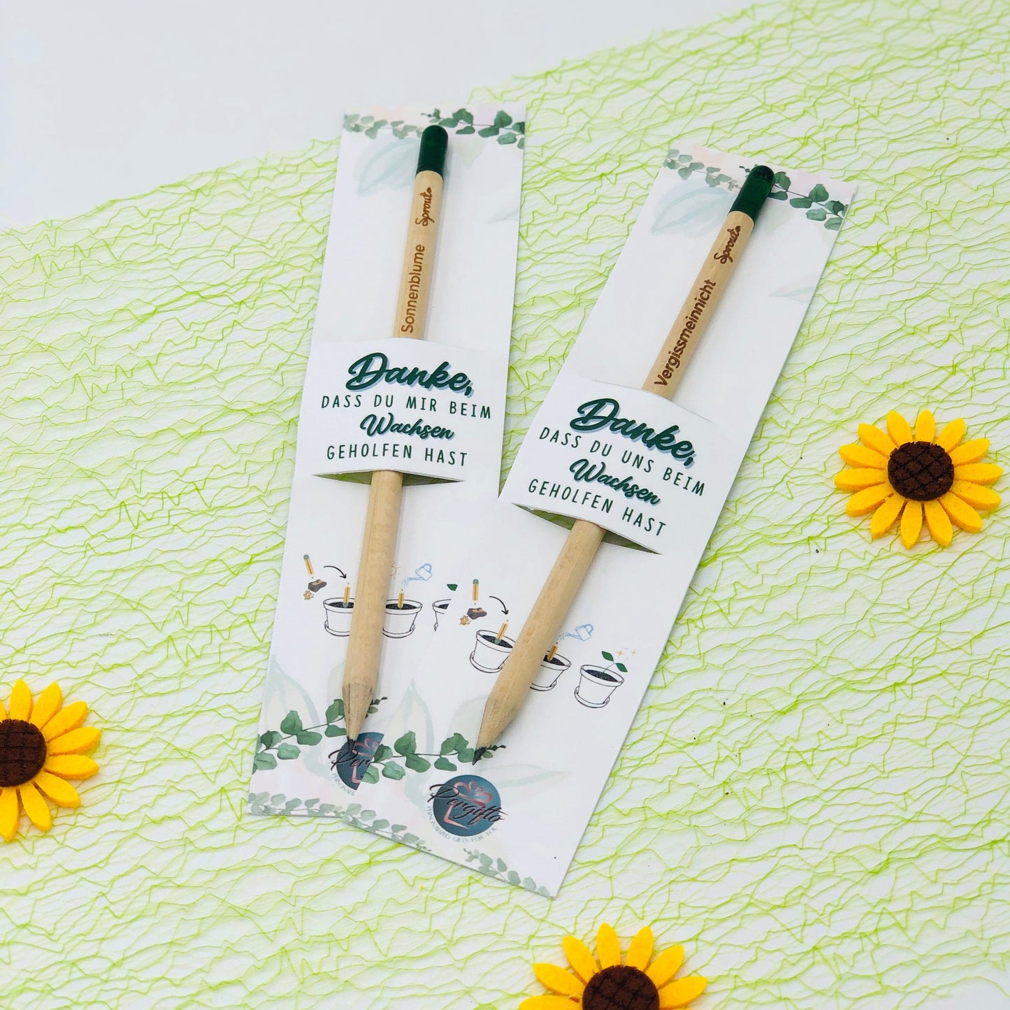 Bleistift mit Samenkapsel zum Einpflanzen - Abschiedsgeschenk für Lehrer oder Erzieher - Danke, dass du mir/uns beim Wachsen geholfen hast