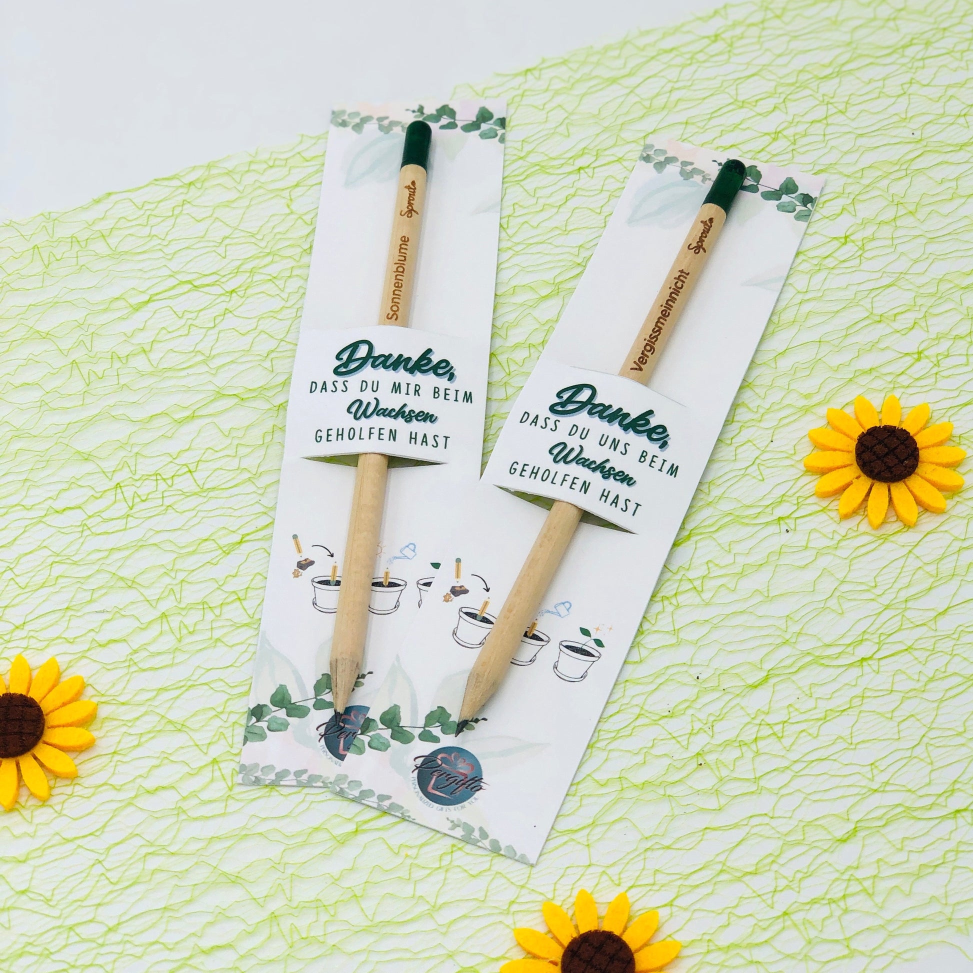 Bleistift mit Samenkapsel zum Einpflanzen - Abschiedsgeschenk für Lehrer oder Erzieher - Danke, dass du mir/uns beim Wachsen geholfen hast