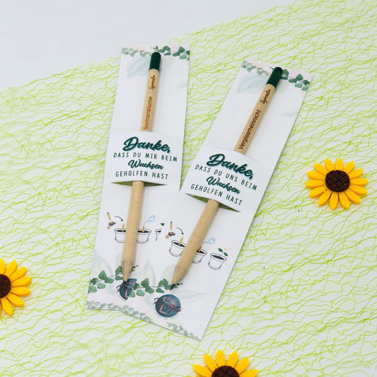 Bleistift mit Samenkapsel zum Einpflanzen - Abschiedsgeschenk für Lehrer oder Erzieher - Danke, dass du mir/uns beim Wachsen geholfen hast