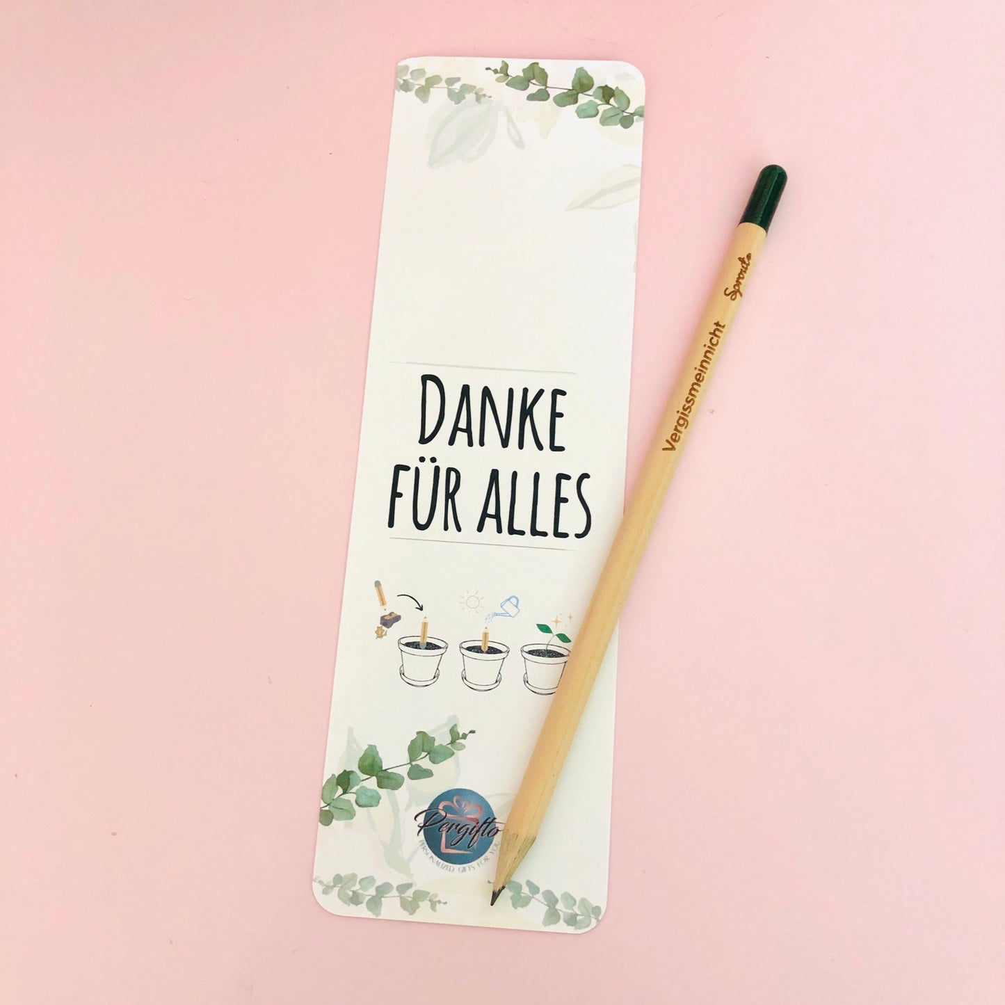 Bleistift aus Holz mit Blumensamen - kleines Geschenk - Danke für Alles