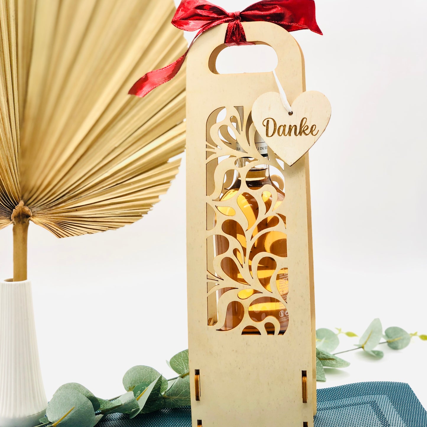 Wine bottle gift box - personalized wooden bottle packaging - gift packaging for wine bottles as a gift for employees