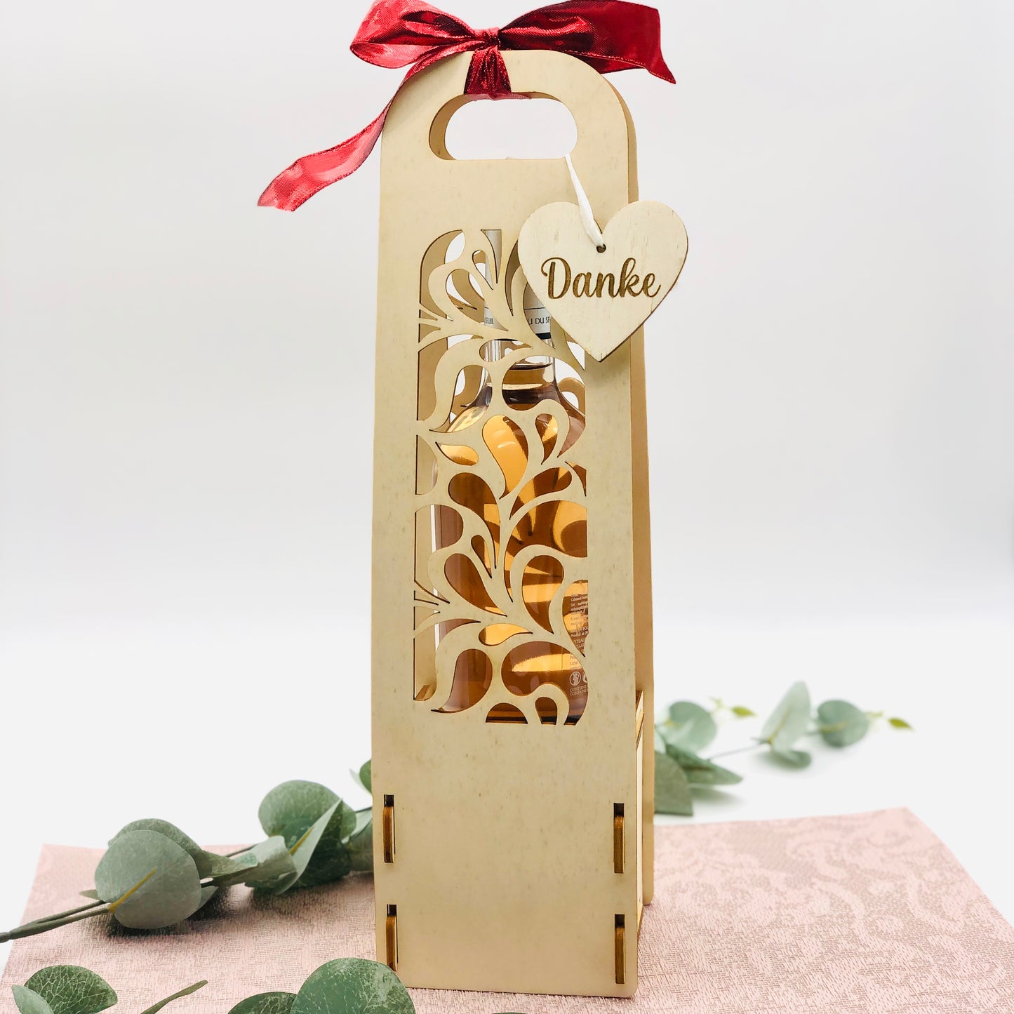 Wine bottle gift box - personalized wooden bottle packaging - gift packaging for wine bottles as a gift for employees