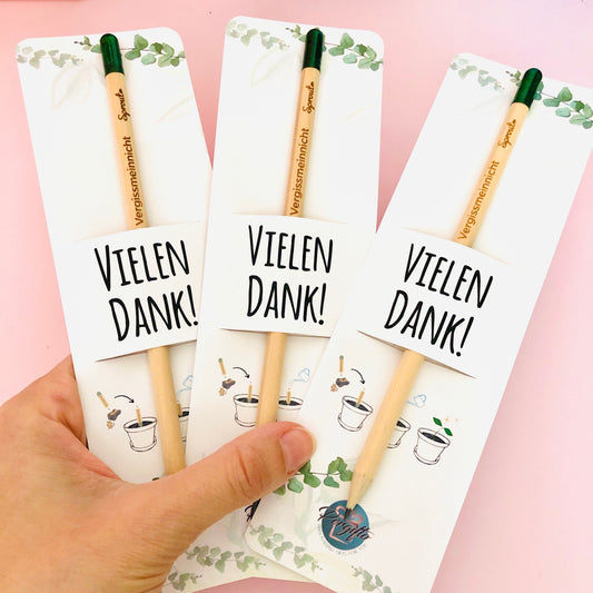 Geschenk zum Danke sagen - Bleistift zum Einpflanzen - Bleistift mit personalisierter Karte - kleines Geschenk zum Bedanken - VIELEN DANK