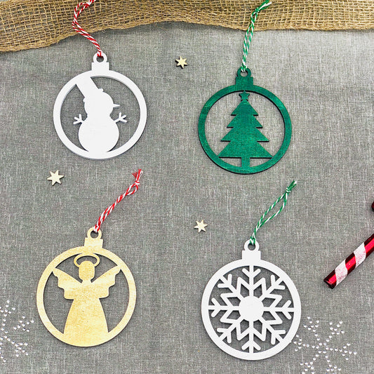 Holzornament Weihnachten Engel - Schneeflocke - Tannenbaum - Schneemann