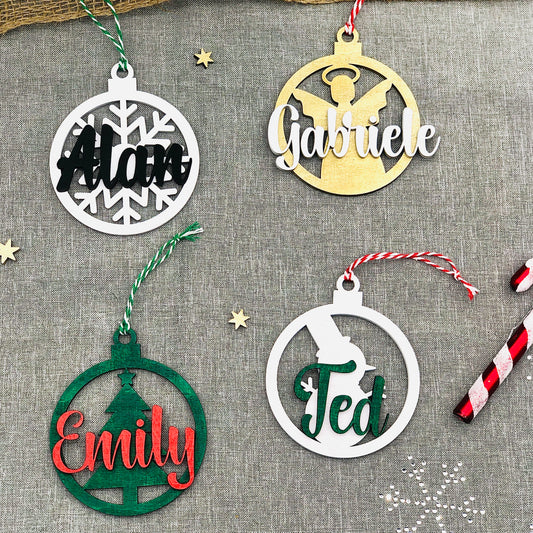 Personalized wooden Christmas ornament - angel - snowflake - snowman - Christmas tree - personalized sustainable Christmas ball