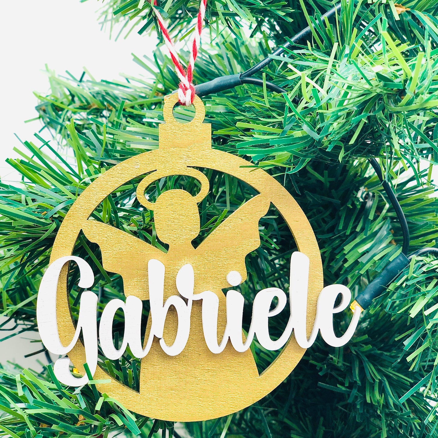 Weihnachtsornament Holz personalisiert - Engel - Schneeflocke - Schneemann - Tannenbaum - nachhaltige Weihnachtskugel personalisiert