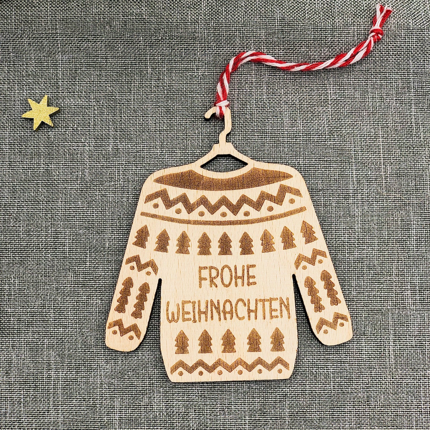 Christmas sweater wooden pendant - Ugly sweater ornament - Christmas tree ball wood - sustainable Christmas tree decoration - Christmas ornament