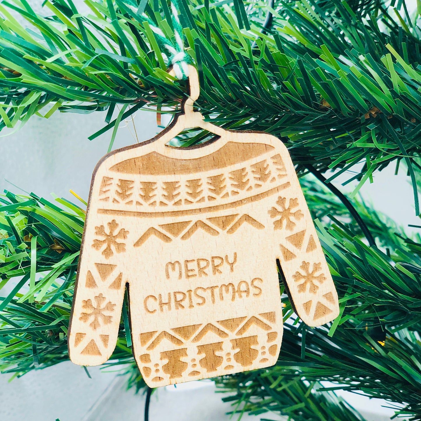 Christmas sweater wooden pendant - Ugly sweater ornament - Christmas tree ball wood - sustainable Christmas tree decoration - Christmas ornament
