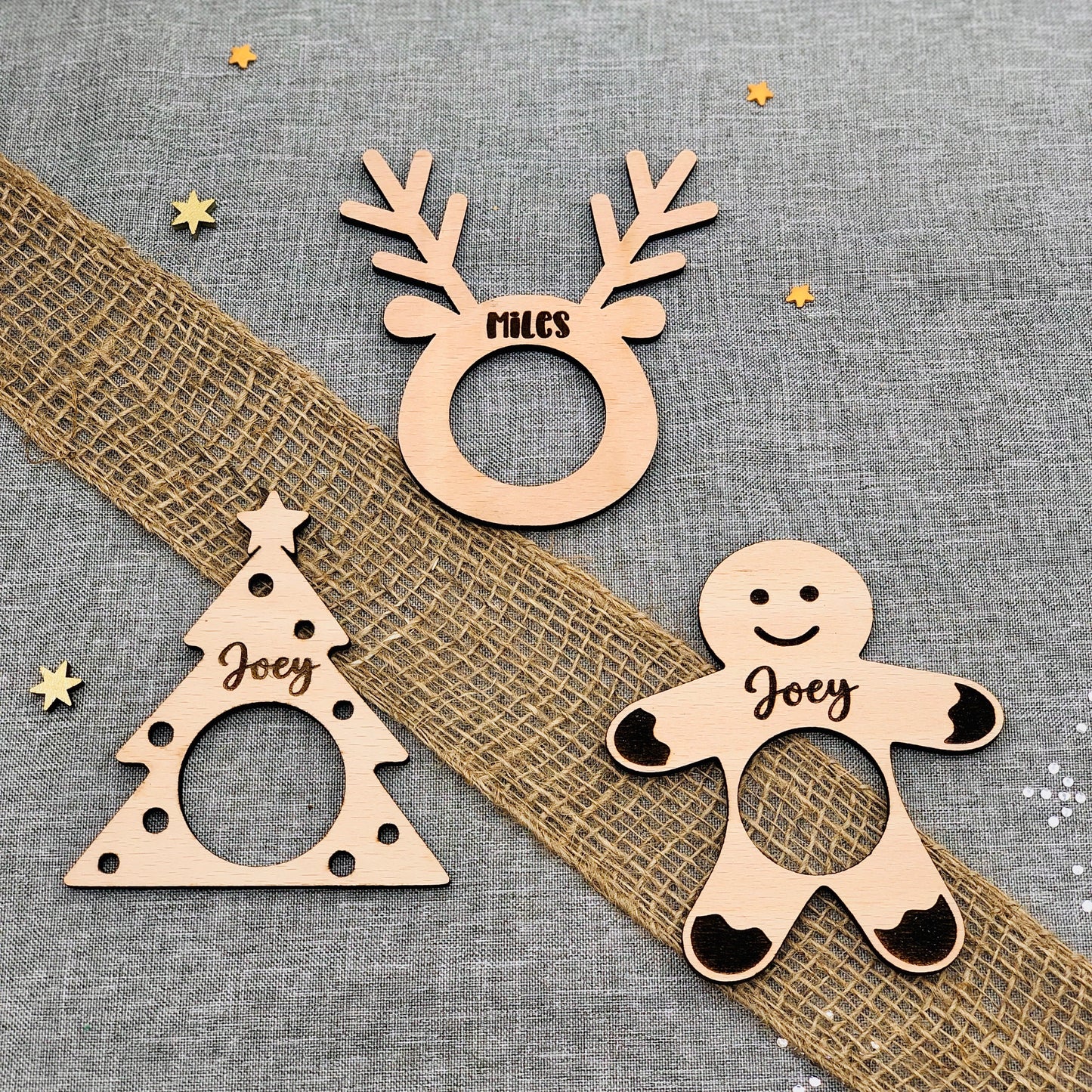 Serviettenring Weihnachten - personalisiert mit Namen - Platzkarte Weihnachten - Namensschild Weihnachten Serviettenring