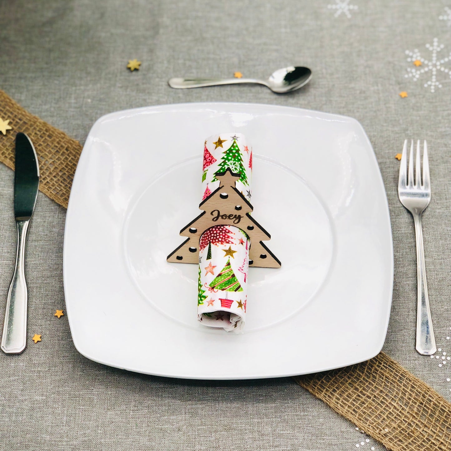 Christmas napkin ring - personalized with name - Christmas place card - name tag Christmas napkin ring