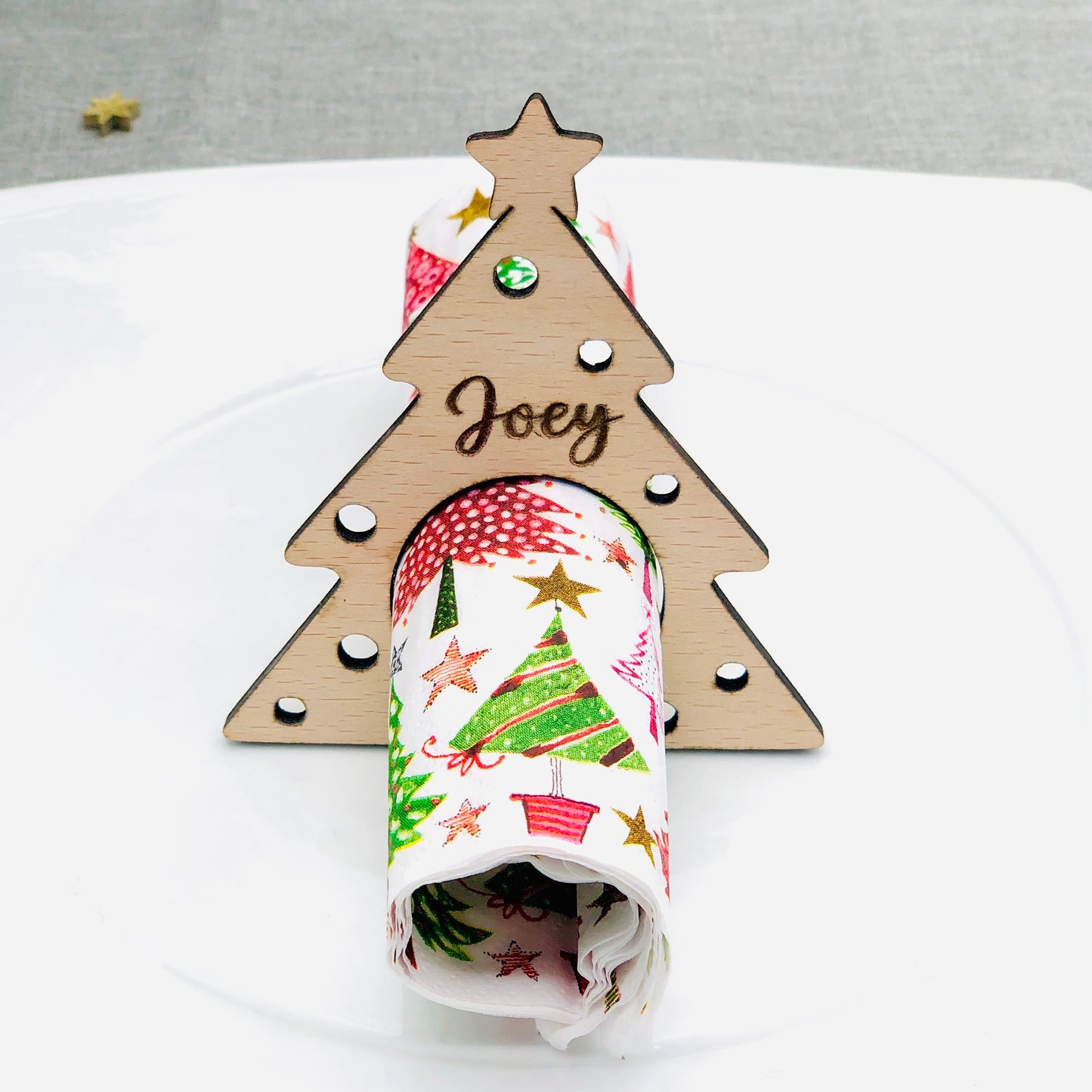 Serviettenring Weihnachten - personalisiert mit Namen - Platzkarte Weihnachten - Namensschild Weihnachten Serviettenring
