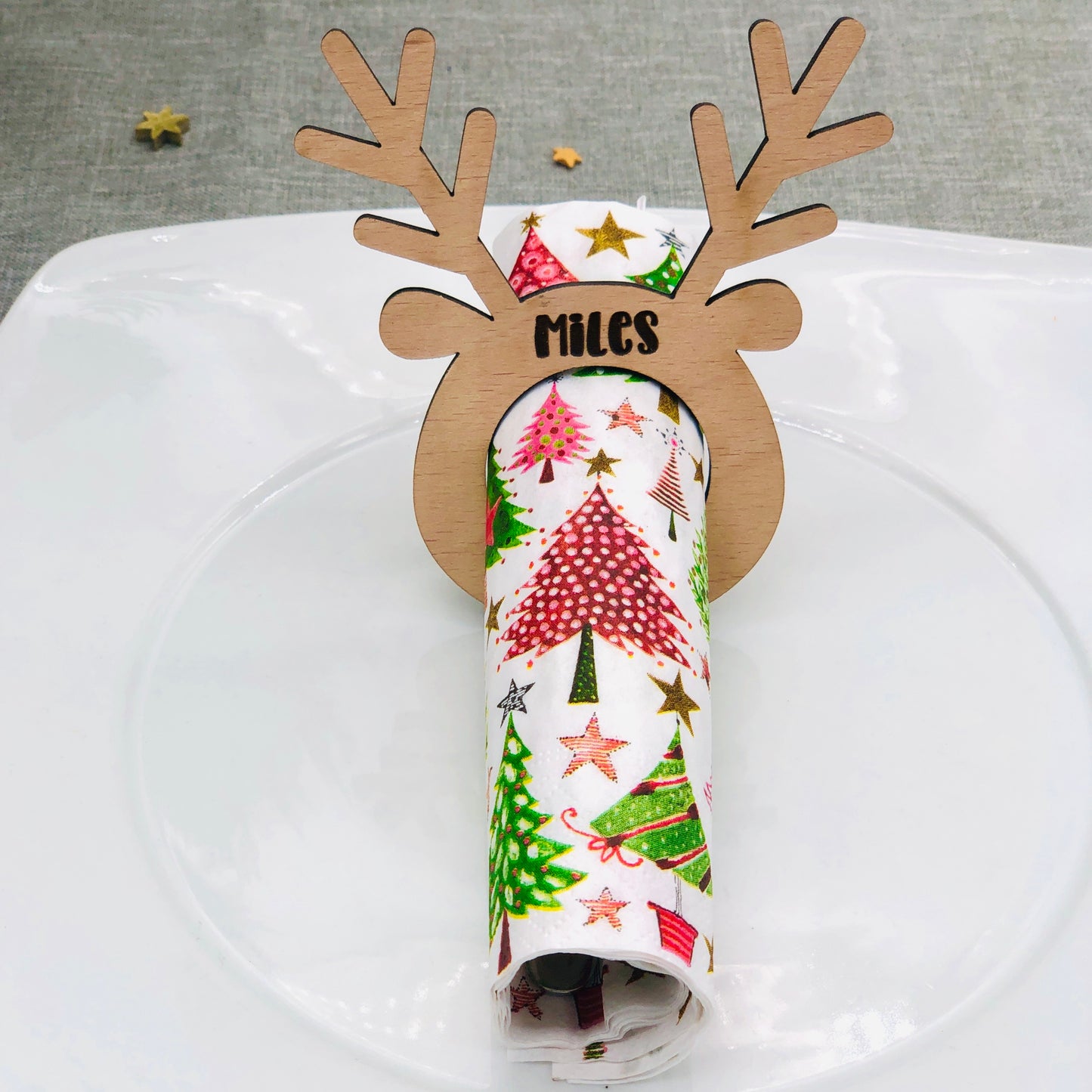 Serviettenring Weihnachten - personalisiert mit Namen - Platzkarte Weihnachten - Namensschild Weihnachten Serviettenring