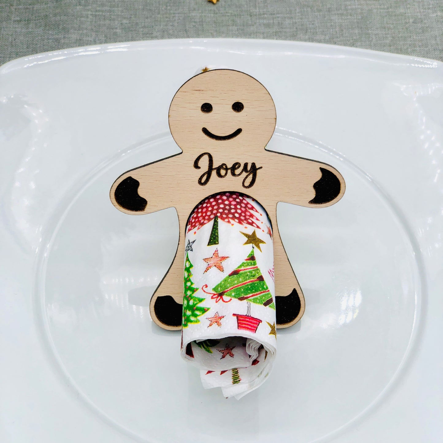 Serviettenring Weihnachten - personalisiert mit Namen - Platzkarte Weihnachten - Namensschild Weihnachten Serviettenring