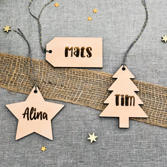 Geschenkanhänger Weihnachten aus Holz