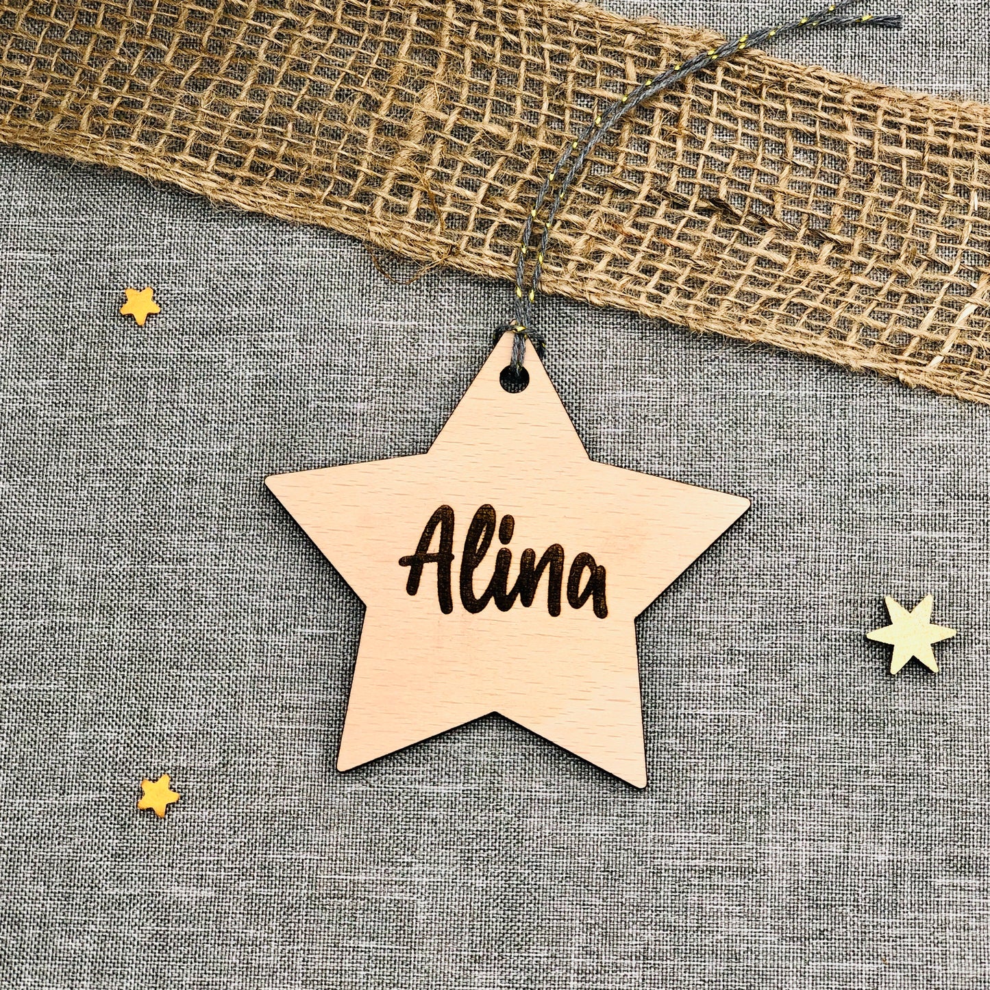 Geschenkanhänger Weihnachten Stern aus Holz