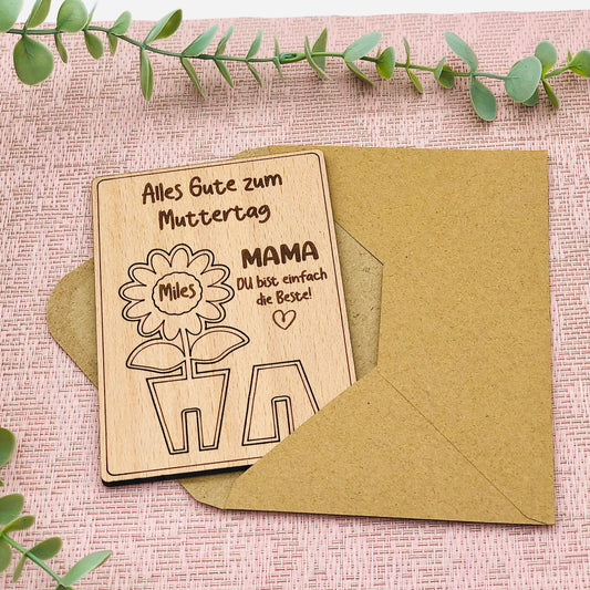 Muttertagsgeschenk aus Holz Grußkarte