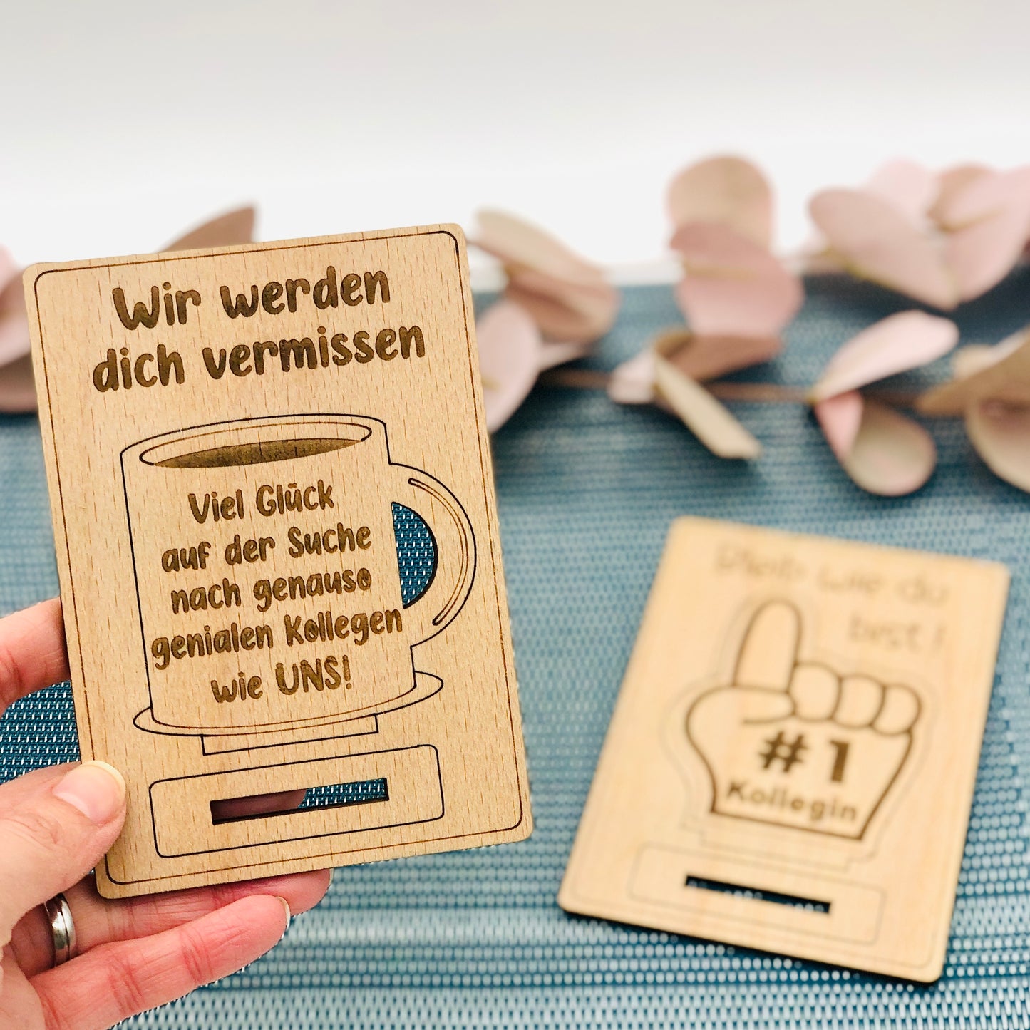 Abschiedsgeschenk Kollege / Kollegin - Grußkarte aus Holz 3D - Geschenk klein nachhaltig - Lieblingskollege - Mitarbeiter - Arbeitskollege