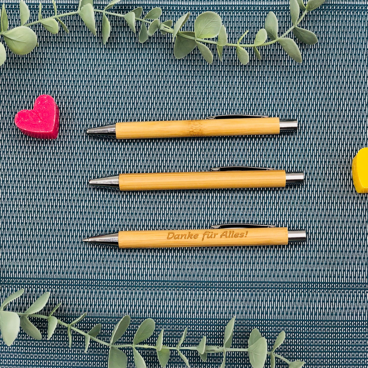 Bambus Kugelschreiber mit personalisierter Karte & Gravur - Nachhaltiges Geschen zum Danke sagen - Kuli mit Gravur kleines Dankeschön Firmen