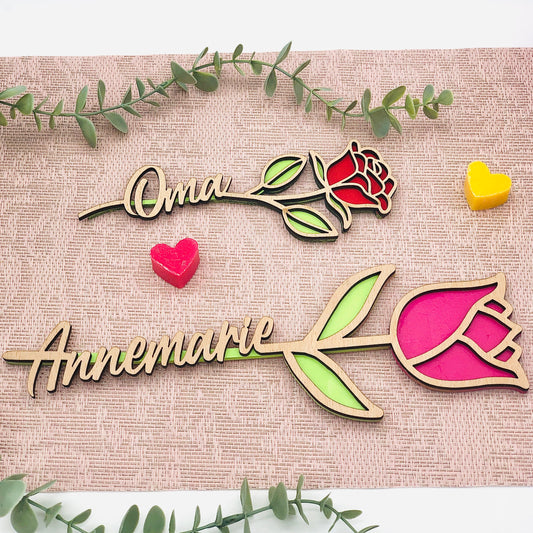 Holzblume Muttertagsgeschenk - Blume aus Holz personalisiert