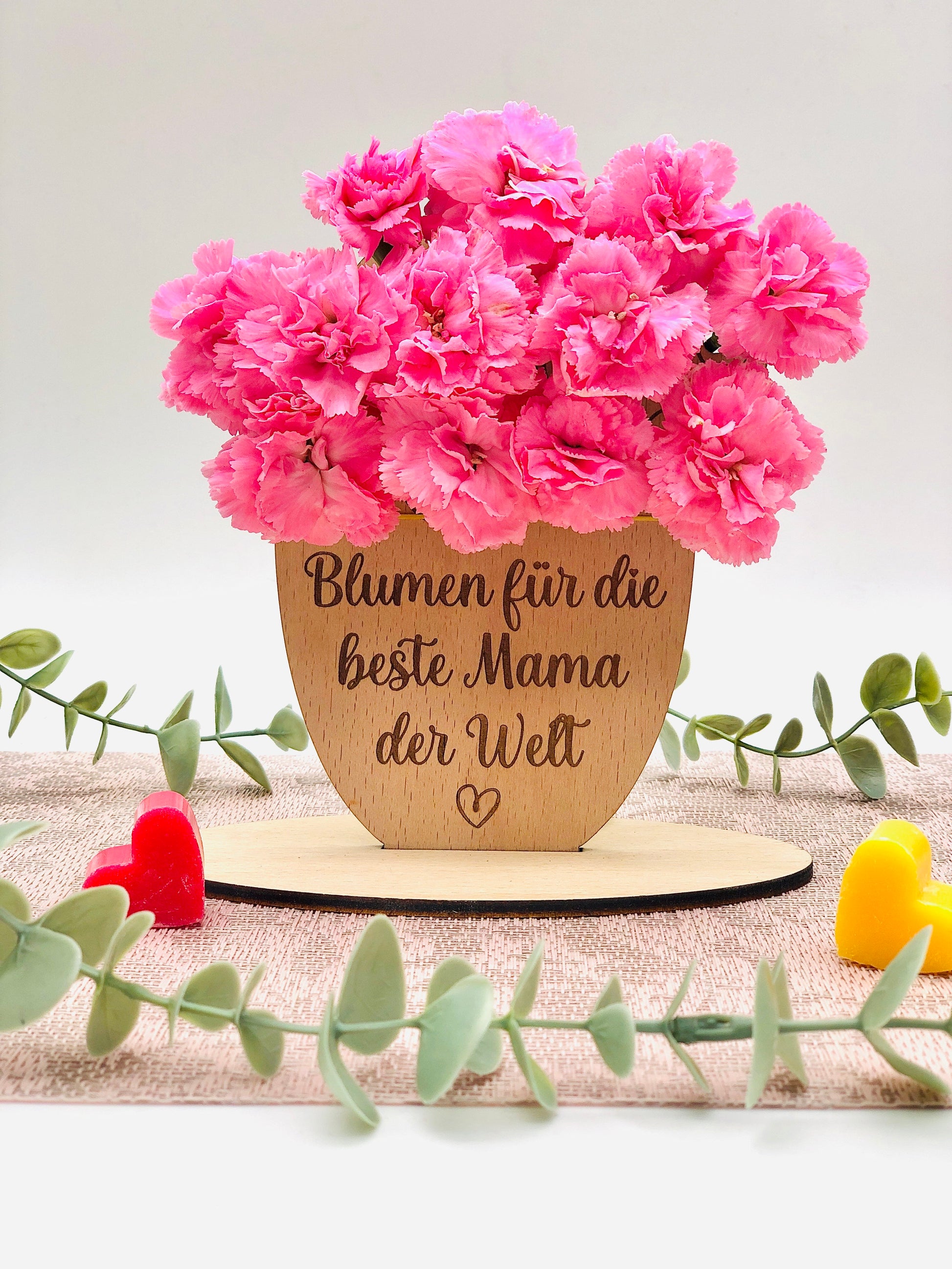 Muttertagsgeschenk aus Holz - Blumenhalter Holz - Blumenschild für Mama / Oma - Geschenk zum Muttertag