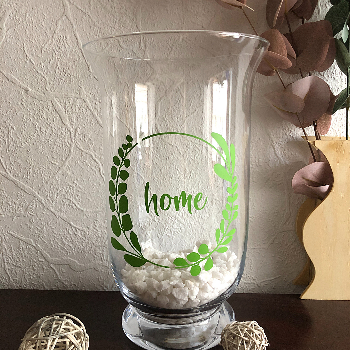 DIY Aufkleber Eukalyptus Kranz zum dekorieren von Gläsern, Spiegeln, Blumentopf - Glassticker als Wohndeko und als Geschenk - personalisiert