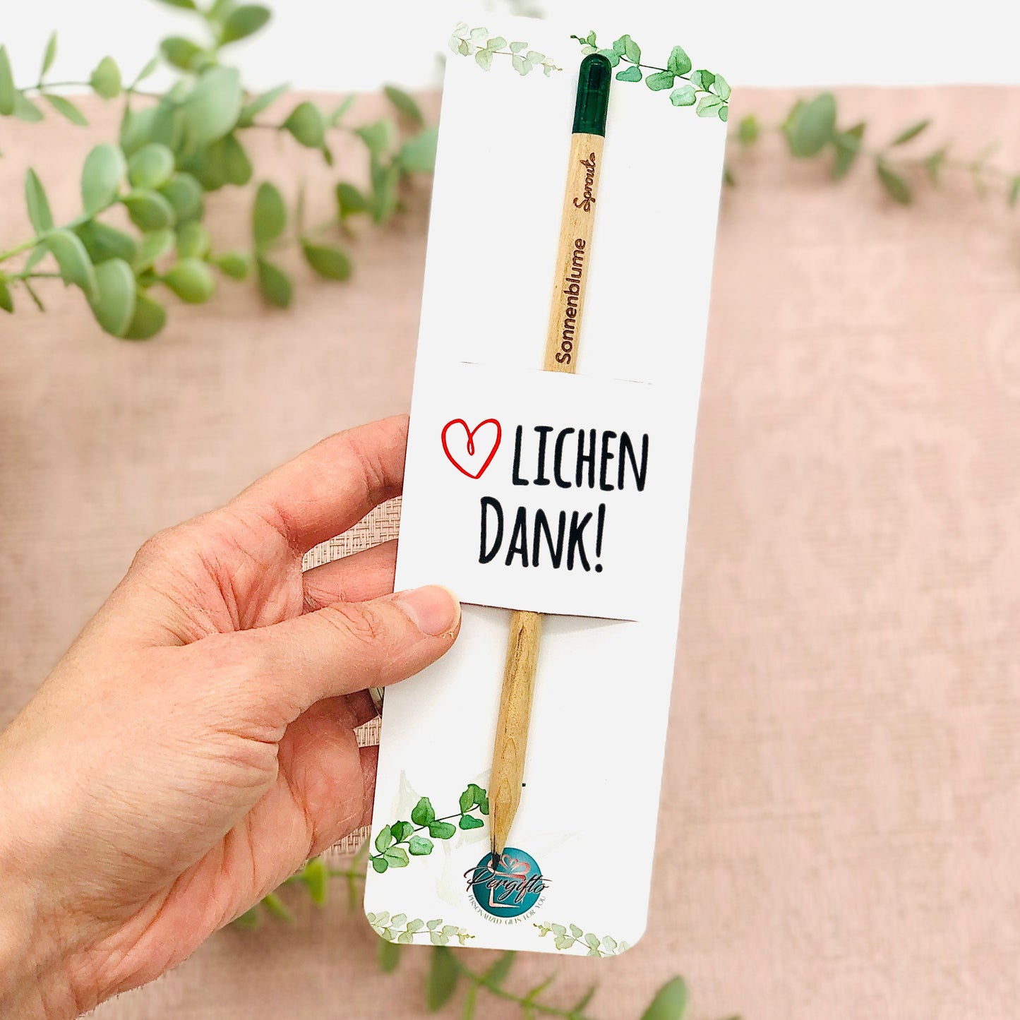 nachhaltiges Geschenk zum Danke sagen - Bleistift mit personalisierter Karte