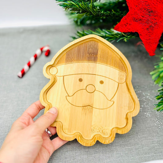 Geschenk Weihnachten Kind - Bambus Weihnachtsteller mit Name | Kindergeschirr Holz | Personalisiertes Geschenk Baby, Weihnachtsgeschenk Kind - Nikolausteller