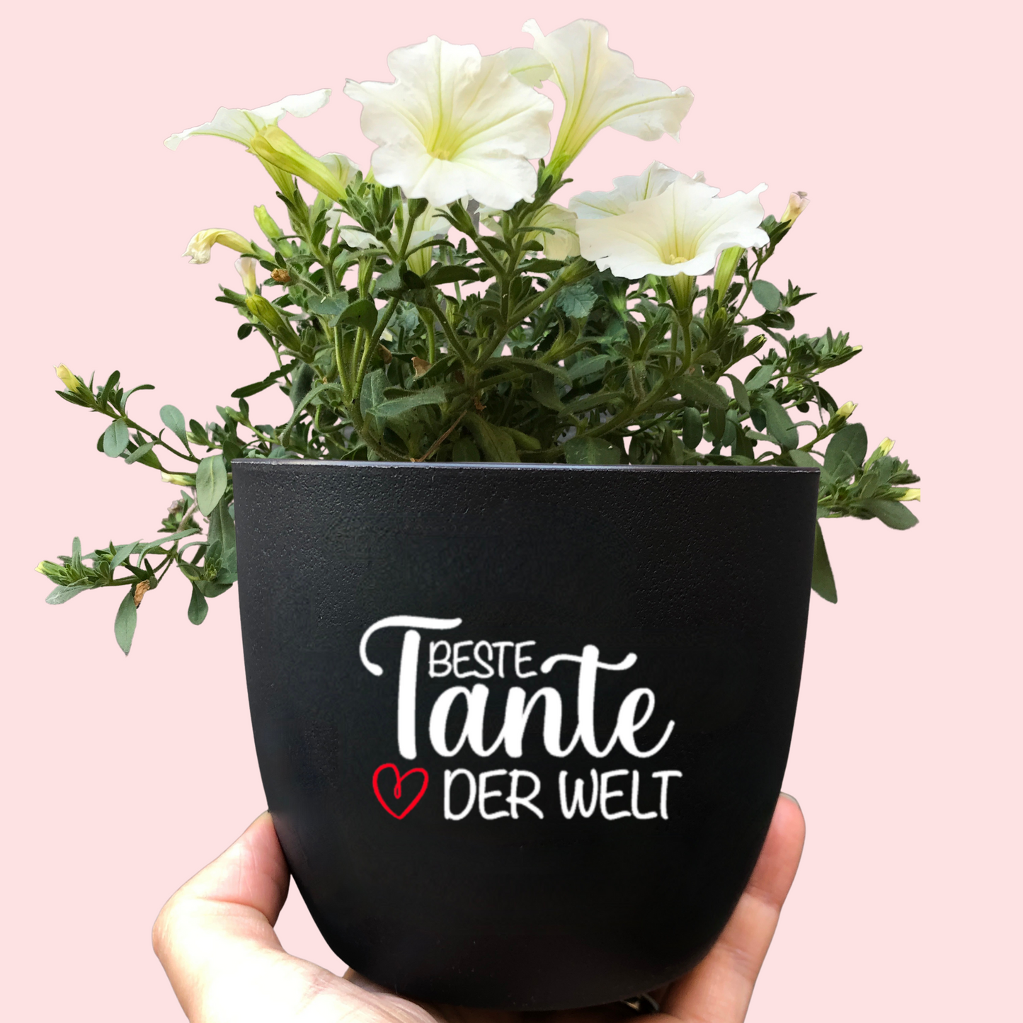 Blumentopf weiß oder schwarz personalisiert - Beste Oma der Welt - Beste Mama der Welt - Geburtstag, Muttertag - Oma, Mama, Godi, Tante, Schwester