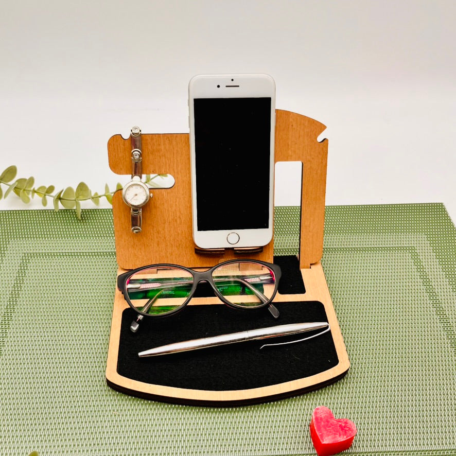 Kleine Büro Docking Station - Schreibtisch Organizer Holz - Geschenk für Frauen personalisiert - Mitarbeitergeschenk Büro Geschenk Kollegen