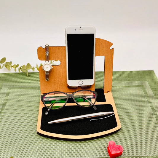 Kleine Büro Docking Station - Schreibtisch Organizer Holz - Geschenk für Frauen personalisiert - Mitarbeitergeschenk Büro Geschenk Kollegen