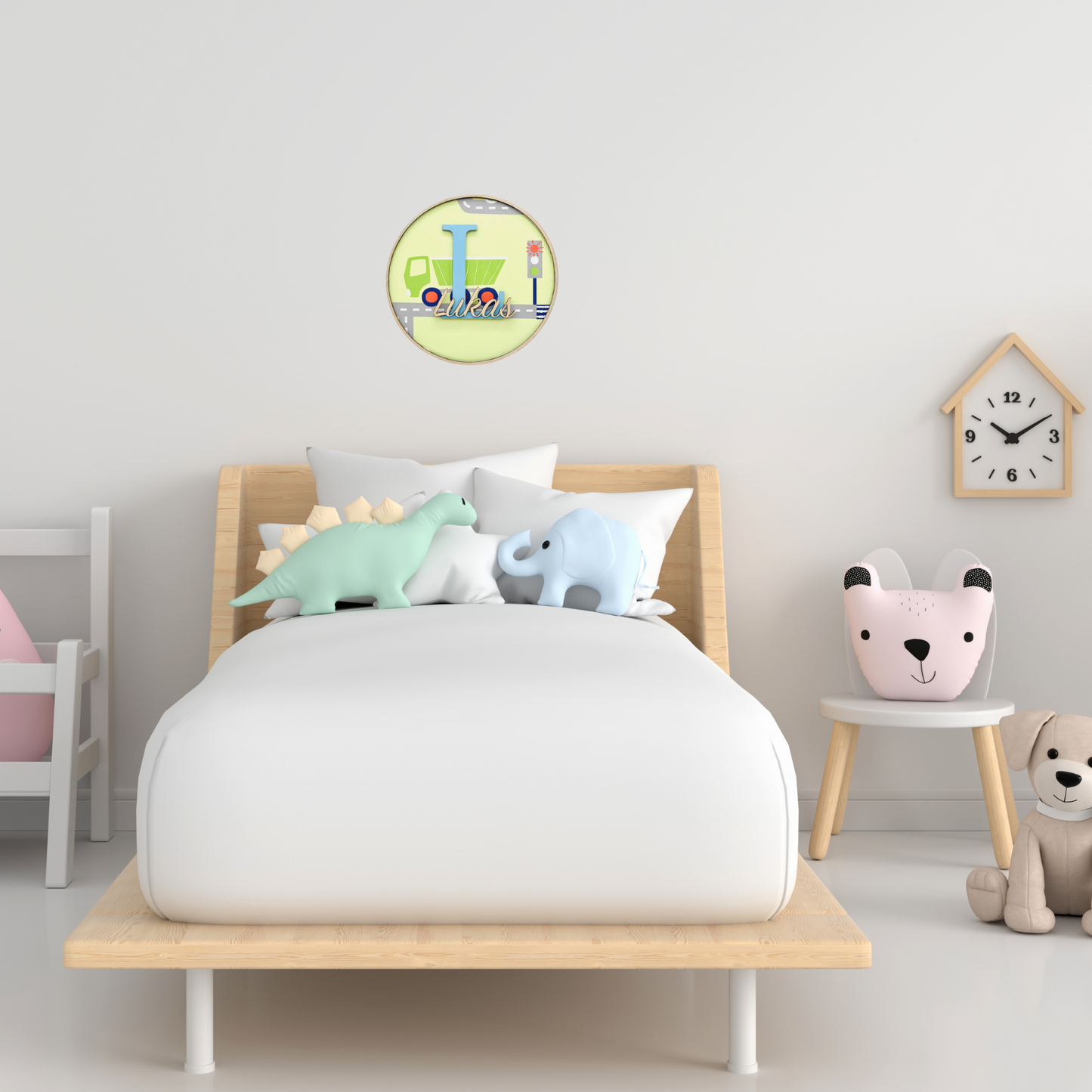 Holzschild Kinderzimmer - Türschild Name mit Initial Holz - Wanddeko fürs Kinderzimmer - Geschenk Geburt - Kinderzimmerschild personalisiert