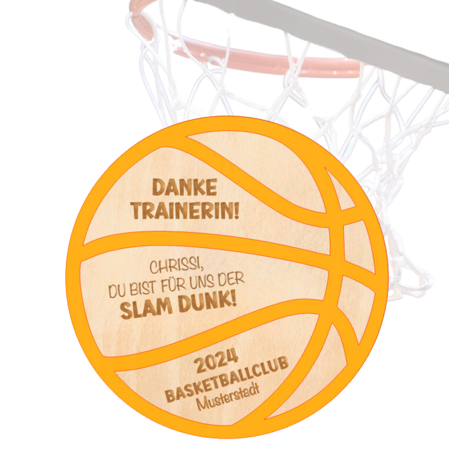 Holzschild Basketball - Trainer Geschenk Danke sagen - Basketball Verein Geschenk - Coach Abschied - Geschenk Aufstieg personalisiert - Slam Dunk