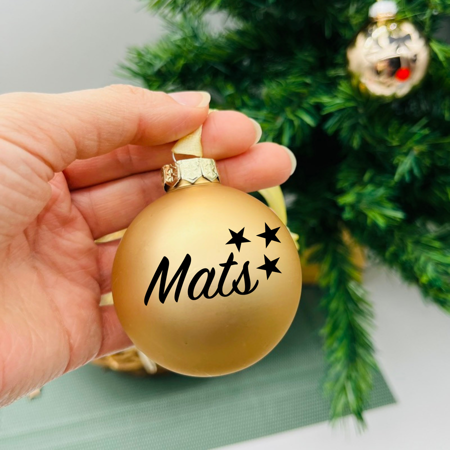 Personalisierte Weihnachtskugel Glas 6cm - Christbaumkugel mit Name / Motiv - Weihnachtsdeko Glaskugel - Geschenk Familie Weihnachten